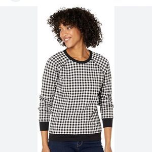 DRAPER JAMES Natalie Gingham Sweatshirt Size Medium NWT